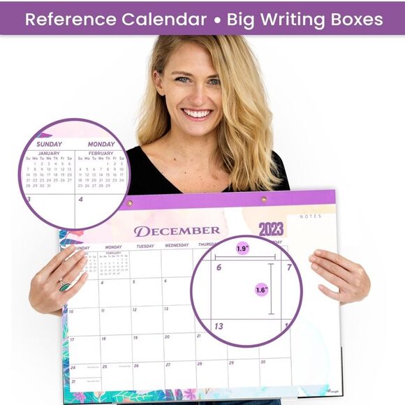 Desk Calendar 2023-2024 17x12 Wall 3 Pk Thick Paper & Notes Section Teacher S - Picture 10 of 13
